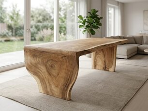 Boomstamtafel L met 1 vaste poot 85/105x235cm