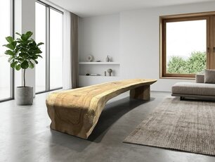 Boomstam salontafel L met 1 vaste poot 60/80x280cm