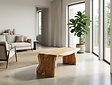 Boomstam salontafel L met 1 vaste poot 50/60x150cm