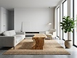 Boomstam salontafel L met 1 vaste poot 60/65x160cm