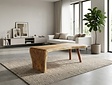Boomstam salontafel L met 1 vaste poot 55/75x140cm