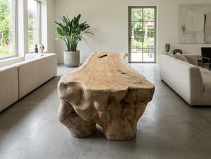 Boomstamtafel L met 1 vaste poot 100/135x370cm