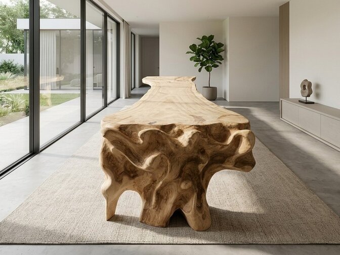 Boomstamtafel L met 1 vaste poot 80/125x625cm