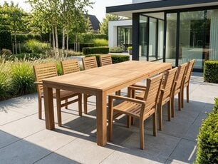 Teak tuinstel Verona 300 + 8 tuinstoelen Torino hori