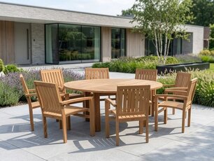 Teak tuinset Toscane 175cm met 8 stapelbare stoelen