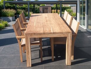 Teak tuinset Napoli 240cm met 6 stoelen Torino Batyline