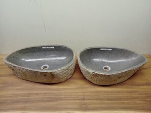 2 waskommen uit 1 steen - 55x31x15cm - FL23799