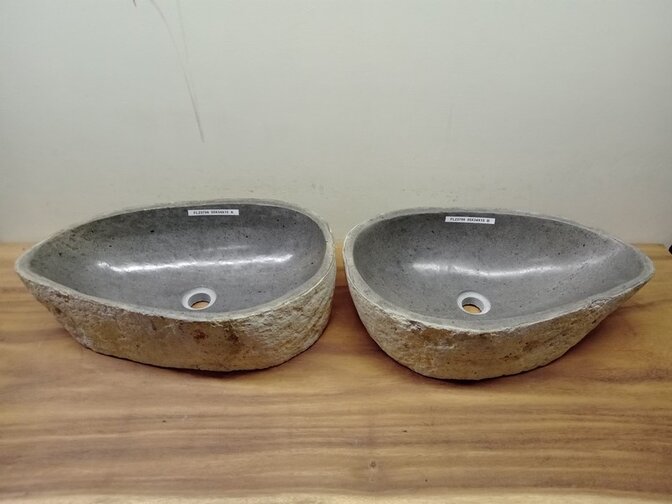 2 waskommen uit 1 steen - 55x31x15cm - FL23799