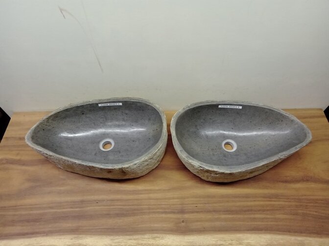 2 waskommen uit 1 steen - 55x31x15cm - FL23799