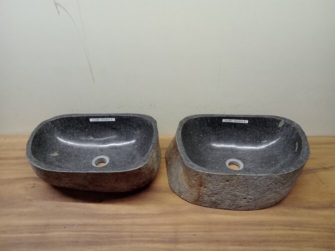2 waskommen uit 1 steen - 47x32x15cm - FL23801