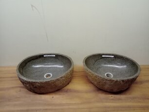 2 waskommen uit 1 steen - 44x39x15cm - FL23802