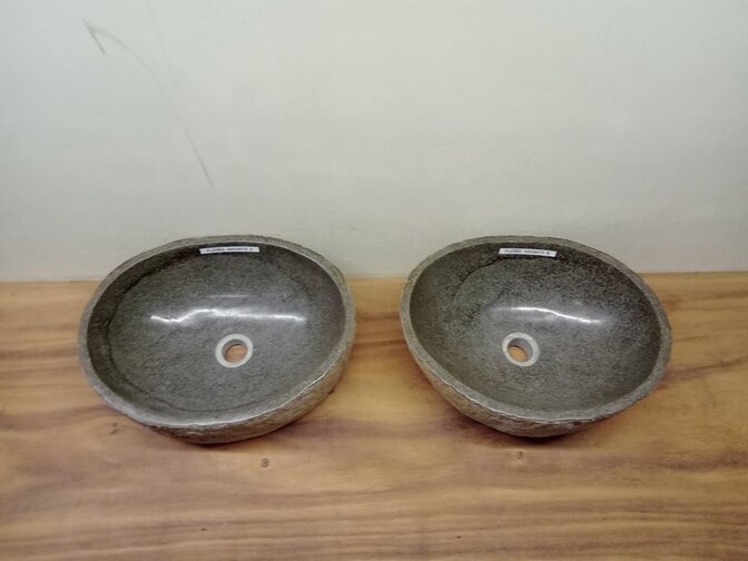 2 waskommen uit 1 steen - 44x39x15cm - FL23802