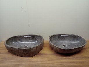 2 waskommen uit 1 steen - 52x31x15cm - FL23804