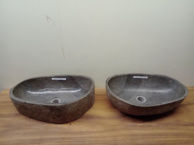 2 waskommen uit 1 steen - 52x31x15cm - FL23804