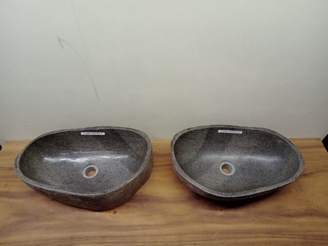 2 waskommen uit 1 steen - 52x31x15cm - FL23804