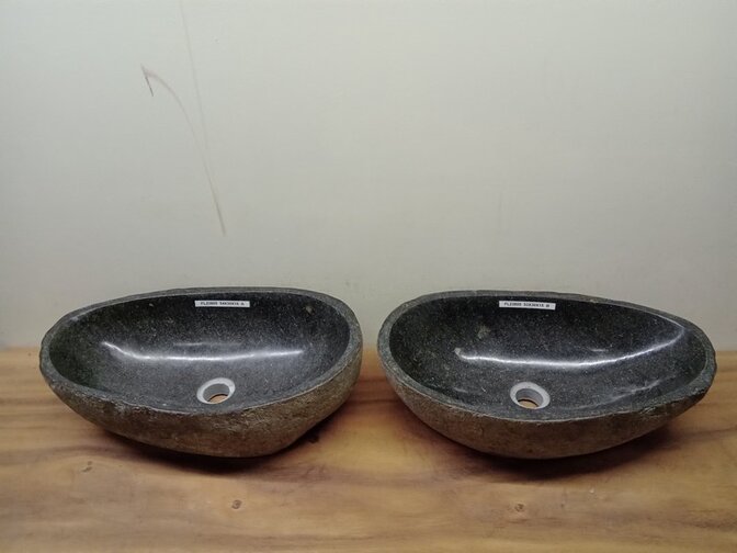 2 waskommen uit 1 steen - 54x30x15cm - FL23805