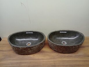 2 waskommen uit 1 steen - 51x33x15cm - FL23808