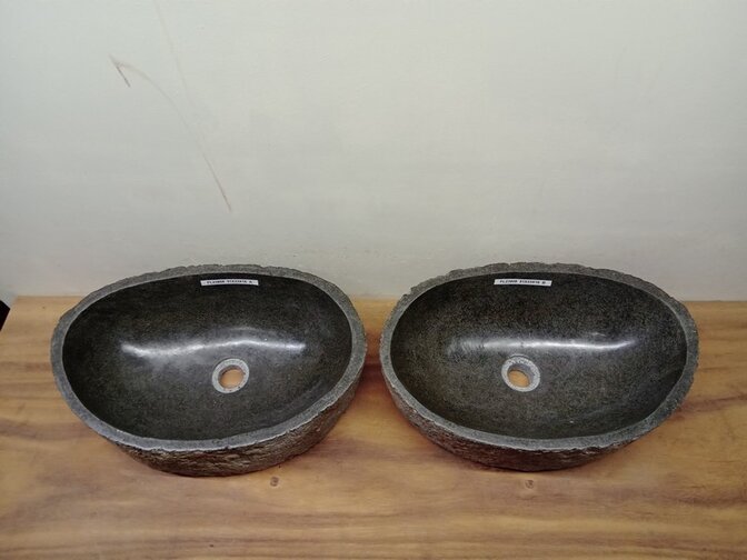 2 waskommen uit 1 steen - 51x33x15cm - FL23808