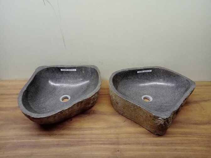 2 waskommen uit 1 steen - 42x41x15cm - FL23809
