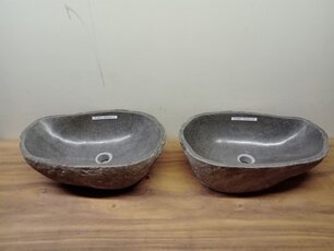 2 waskommen uit 1 steen - 52x33x15cm - FL23810