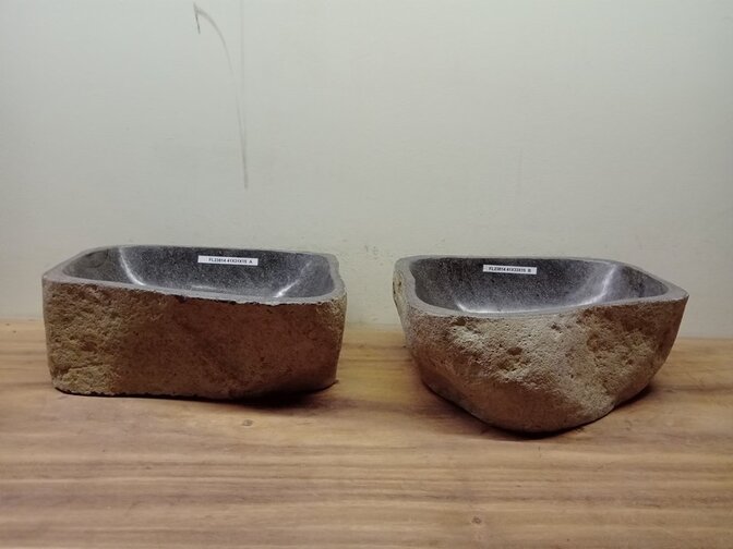 2 waskommen uit 1 steen - 41x31x15cm - FL23814