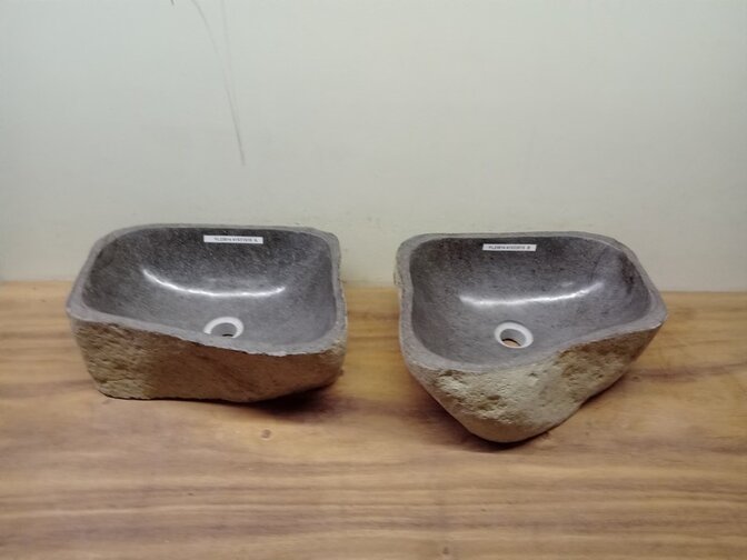 2 waskommen uit 1 steen - 41x31x15cm - FL23814