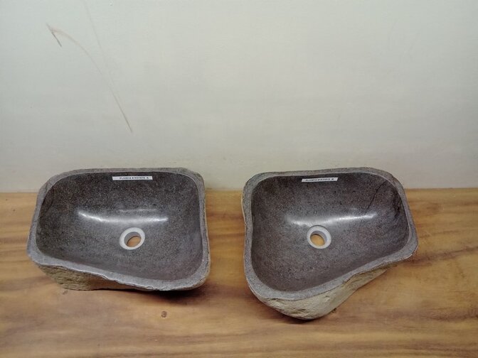 2 waskommen uit 1 steen - 41x31x15cm - FL23814