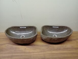2 waskommen uit 1 steen - 48x29x15cm - FL23815