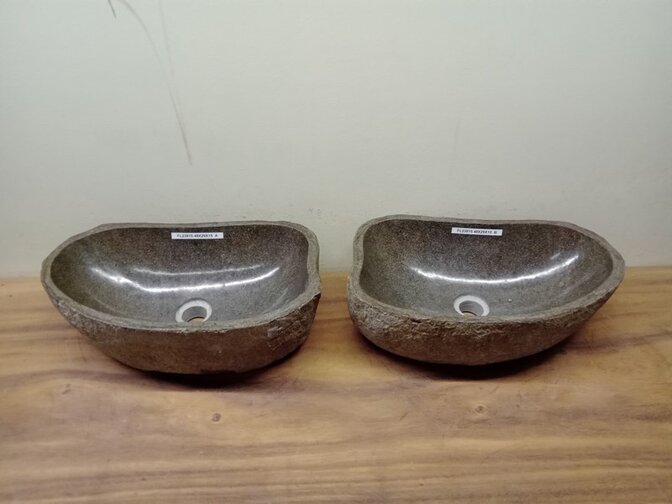 2 waskommen uit 1 steen - 48x29x15cm - FL23815