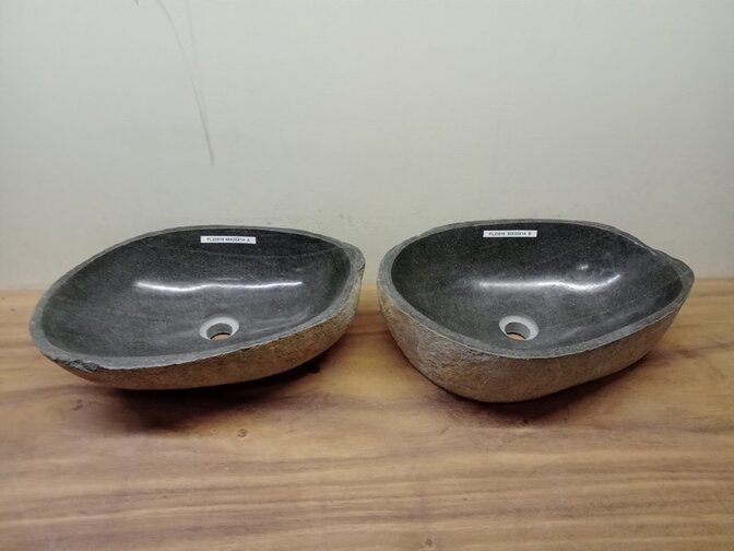 2 waskommen uit 1 steen - 48x35x15cm - FL23816