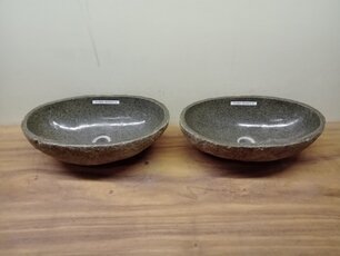 2 waskommen uit 1 steen - 48x30x15cm - FL23820