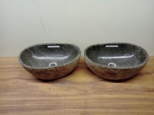 2 waskommen uit 1 steen - 46x33x15cm - FL23821