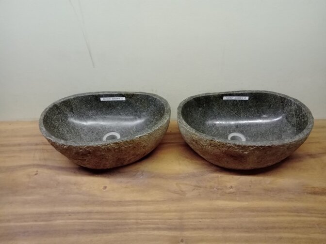 2 waskommen uit 1 steen - 46x33x15cm - FL23821
