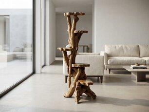 Kattenkrabpaal of Etagere van teakhout 180cm