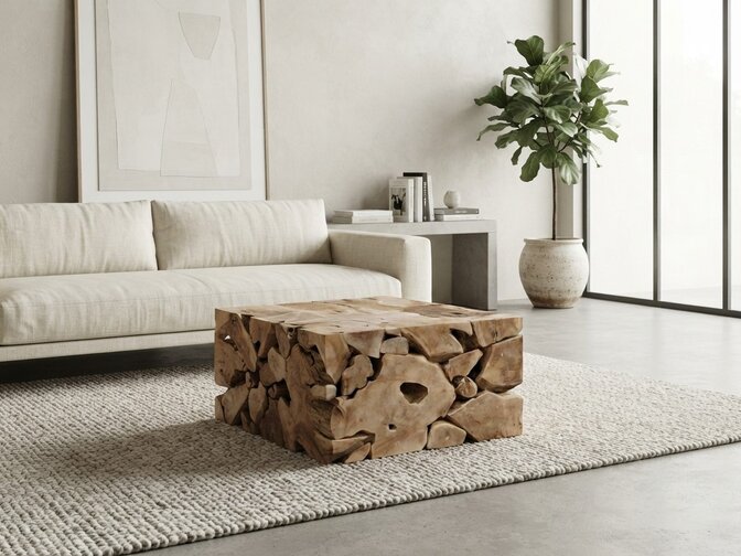 Vierkante salontafel teak 80x80x45cm  - RI2640-05