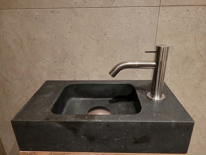 Toilet fontein compleet - White Wash teak