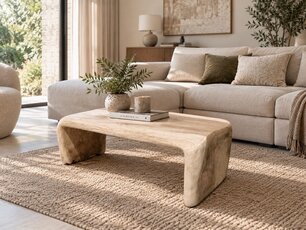 Boomstam salontafel uit 1 stuk 55/65x120cm