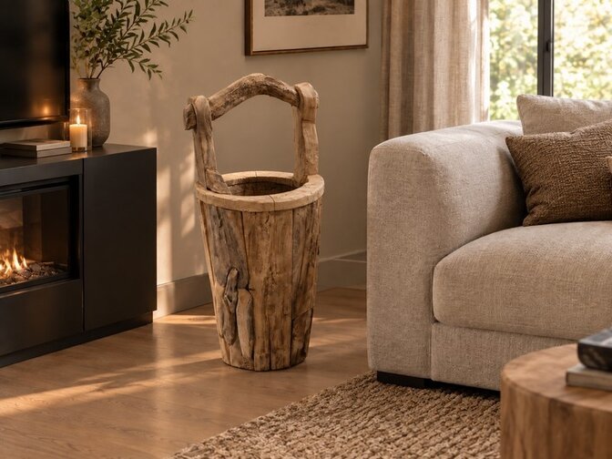 Houten mand met handvat - 75cm