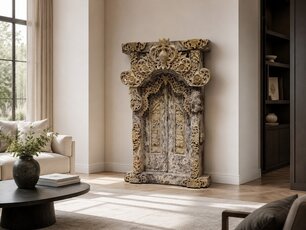 Oude Indonesische deur met kozijn - 100x150x30cm