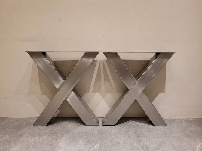 Metalen tafel poot X - RVS (per set)