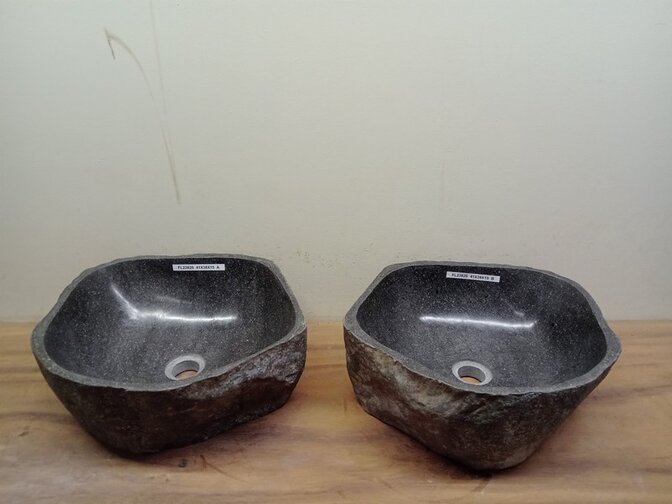 2 waskommen uit 1 steen - 41x38x15cm - FL23826