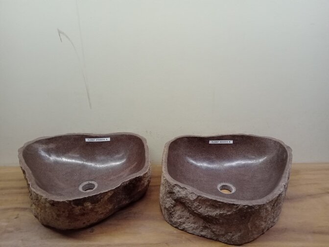 2 waskommen uit 1 steen - 47x40x15cm - FL23827
