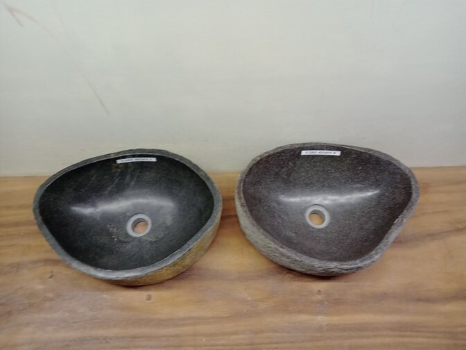 2 waskommen uit 1 steen - 49x33x15cm - FL23828