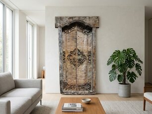 Oude Indonesische deur met kozijn - 100x180cm