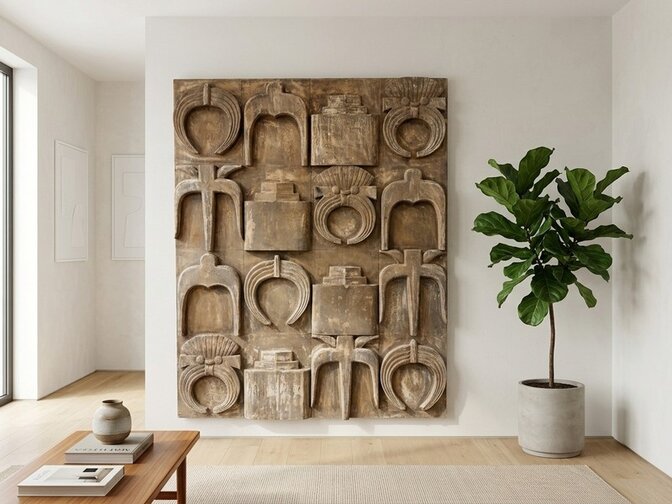 Houtsnijwerk muurdecoratie - 120x150cm