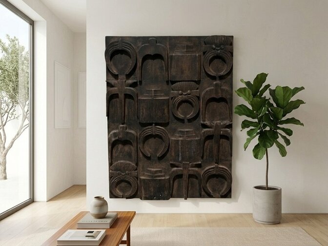 Houtsnijwerk muurdecoratie - 120x150cm