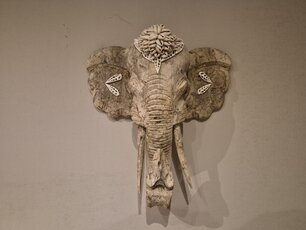 Hangende olifant met schelpen - 40x40cm