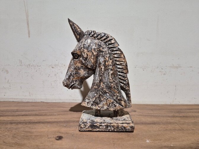 Paardenhoofd op voet - 30cm