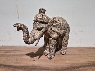 Staande houten olifant - 35cm