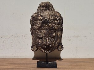 Houten Boeddha masker op voet - 40cm
